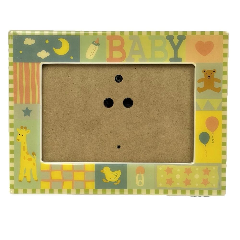 Nursery Picture Frame 8x6” Pastel Baby Teddy Bear Duck Moon Stars Vintage